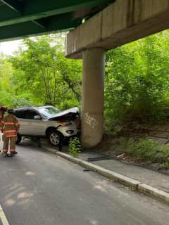 SUV Crashes Into Cement Pillar Under I-91 Stretch