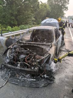 PHOTOS: Car Goes Up In Flames On Route 80 In Warren County