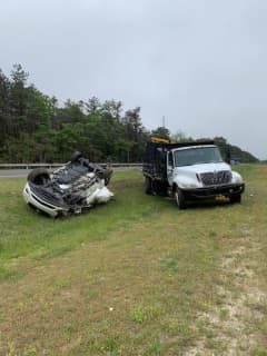 Photos: Two Hospitalized After Crash Between Drunk SUV Driver, Truck On Long Island, Police Say
