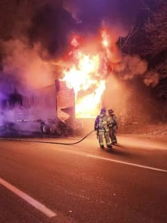 Tractor Trailer Erupts In Flames On Route 78