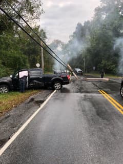 Spook Rock Road Crash Brings Down Power Lines