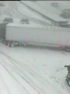 Tractor-Trailers Get Stuck In Snow After Violating Interstate Travel Ban