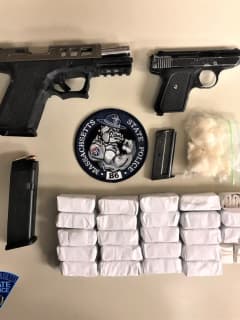 Stop Of Vehicle With No License Plates Leads To Narcotics, Firearms Bust In Western Mass