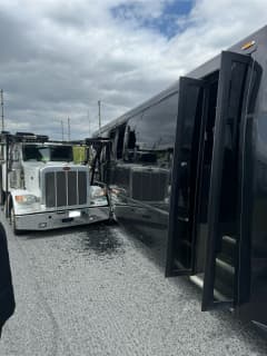 Tractor-Trailer, Charter Bus Crash Ties Up Traffic On MD-40 In Harford County