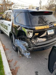 Car Strikes Police Cruisers, Causing One To Hit Officer In Fairfield County