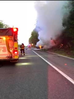 Car Bursts Into Flames After Crash On Taconic Parkway In Yorktown