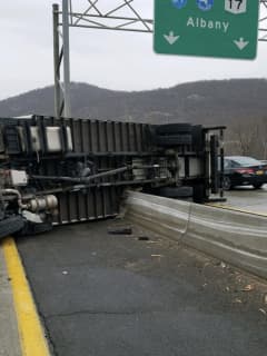 Tractor-Trailer Overturns Causing Closure Of I-87 Stretch In Suffern