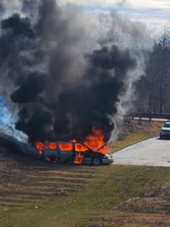PHOTOS: Minivan Burns In Sussex County Walmart Parking Lot