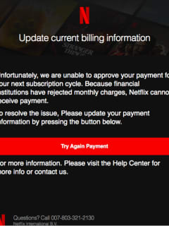 Alert Issued For Netflix 'Update Your Payment' Email Scam