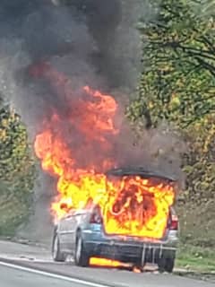 Car Goes Up In Flames On Route 78 In Hunterdon County