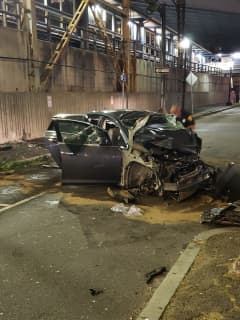 Woman Critical After Crashing Into Wall Near Train Station In Bridgeport