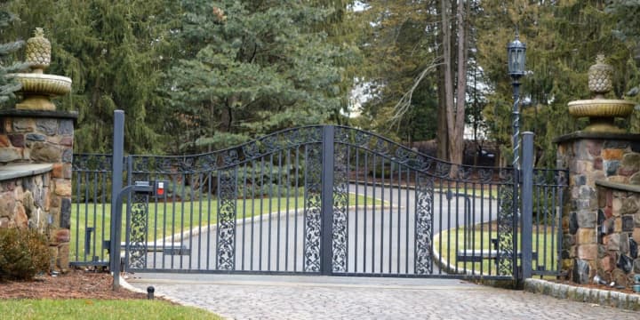 The entry to Rosie O&#x27;Donnell&#x27;s Saddle River estate, which is largely not visible to the public.