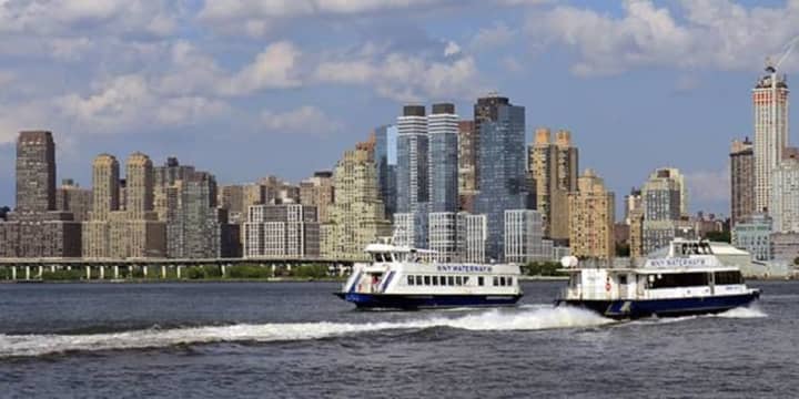 Ferry service is disrupted due to icy conditions on the Hudson River.