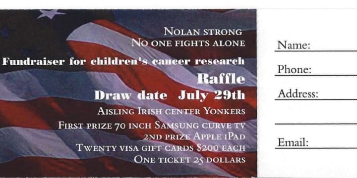 An example of the alleged raffle tickets being sold in Yonkers.