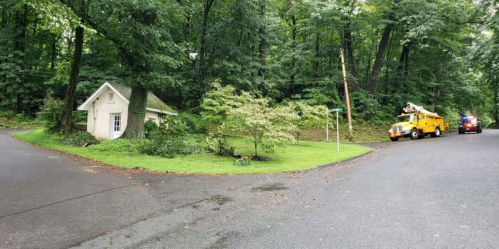 A downed tree branch has caused power outages in Easton.
