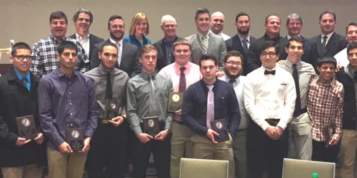 Port Chester High School&#x27;s varsity football team, coaches and district administrators at their Jan. 28 dinner at the Hilton Westchester in Rye. (Names are listed at the bottom of the sports article.)