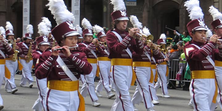 Harrison High School&#x27;s Marching Band is performing once again in Thursday&#x27;s annual St. Patrick&#x27;s Day Parade in New York City. National televised coverage of the parade begins at 11 a.m. The Huskies&#x27; band &quot;steps off&quot; at 12:30 p.m. in Manhattan.