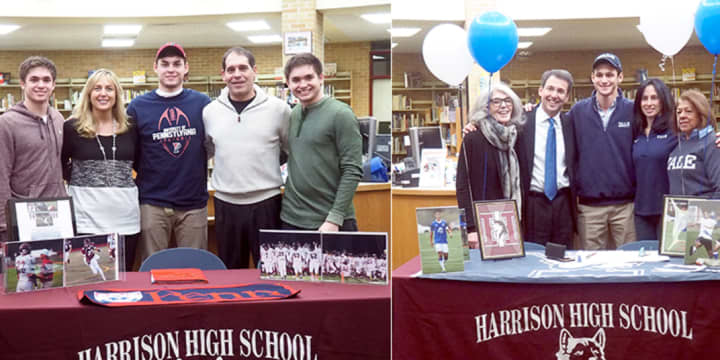 Zach Evans and Andrew Carton, students at Harrison High School, have signed letters of intent to play Division I college sports.