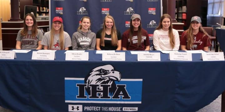 Seven IHA student athletes signed on to continue their athletic careers in college.