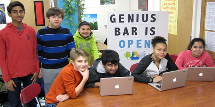 The Louis M. Klein Middle School Genius Bar is currently open before school at 7:30 a.m. on Monday, Wednesday and Friday.