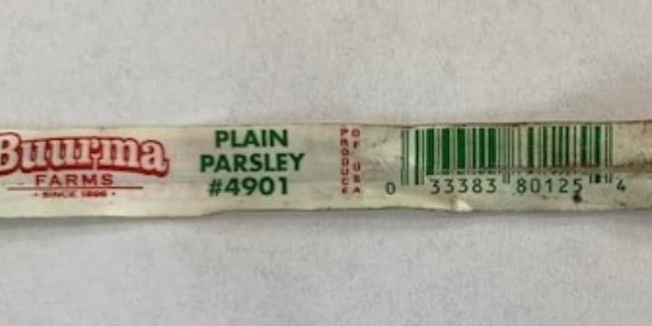 Recalled plain parsley product
