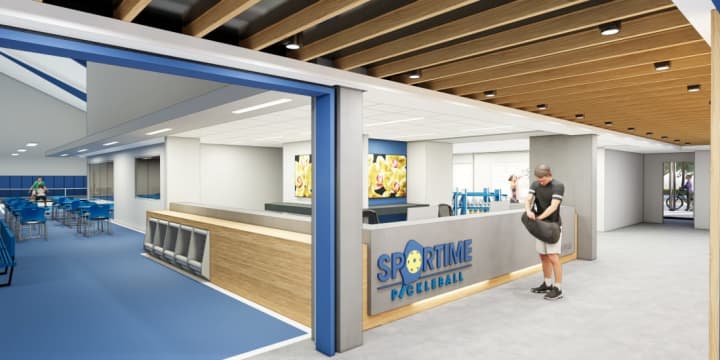 An artist rendering of a new Sportime Pickleball facility in Wayne