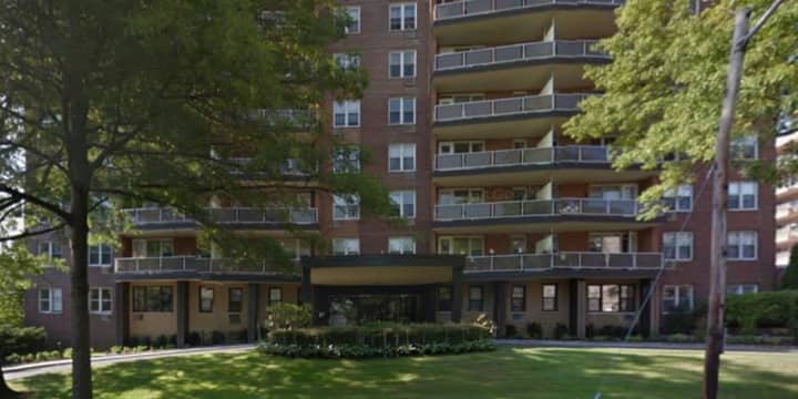 Port Chester police said a 26-year-old man died Tuesday from injuries &quot;consistent with a possible fall&quot; from this apartment building at 360 Westchester Ave.