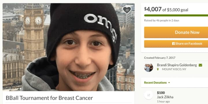 Brandi Shapiro Goldenberg, who lives in the greater Mount Kisco area, survived breast cancer. Her son, Ben, reacted by using his bar mitzvah project as a way to raise funds to battle the illness.