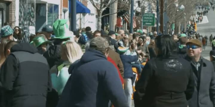 Thousands of residents and visitors fill the streets of Pearl River for the annual St. Patrick&#x27;s Day parade.