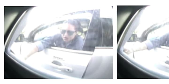 A female suspect in a white Jeep Grand Cherokee (shown in photos above) cashed a forged check at a bank branch in Fishkill.