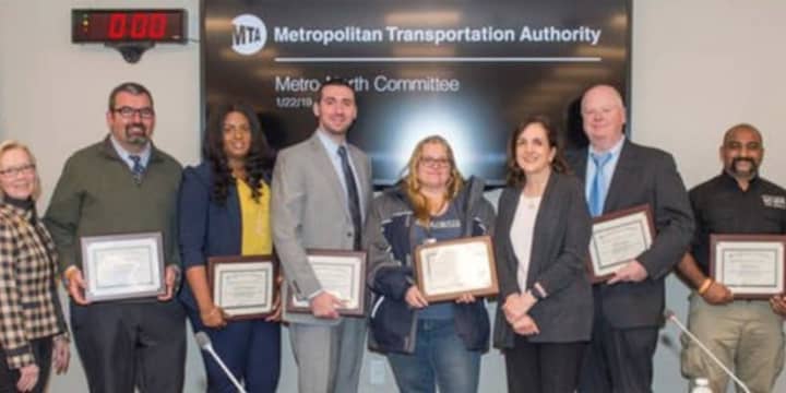 MTA Metro-North Railroad announced Tuesday that nine of its employees were recognized for working together to save an unresponsive customer on board a train.