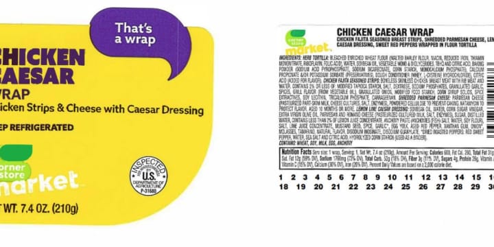 Thousands of pounds of ready-to-eat meat and poultry wrap and salad products have been recalled.