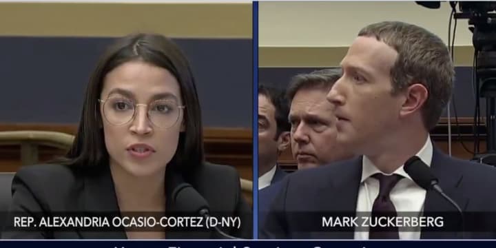 Rep. Alexandria Ocasio-Cortez questions Mark Zuckerberg.
