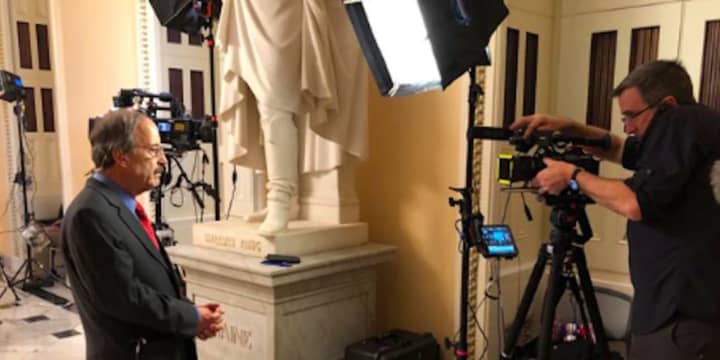 Westchester/Bronx Congressman Eliot L. Engell prepping for a live television appearance on Wednesday, Nov. 13 with CNN&#x27;s Wolf Blitzer.