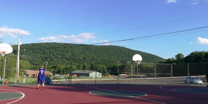 The basketball facilities at Tony Williams Town Park in Highland.