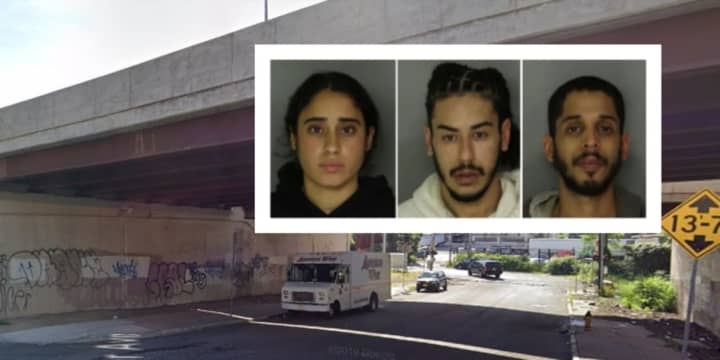 Paige Gonzalez, Ramon Arroyo and Anthony Rolon were charged with criminal mischief for spray painting in a Newark underpass, authorities said.