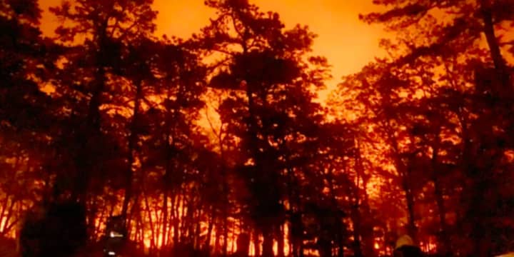 A forest fire destroyed at least 900 acres in Burlington and Ocean counties.