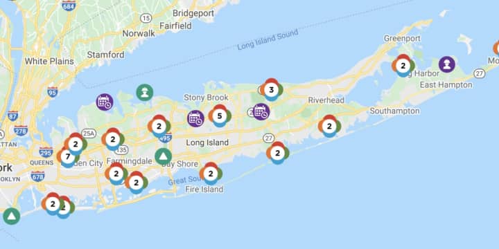 The PSEG Long Island outage map at 8:45 a.m. on Tuesday, Oct. 26.