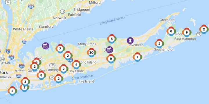 The PSEG Long Island Outage Map on Wednesday, Oct. 27.