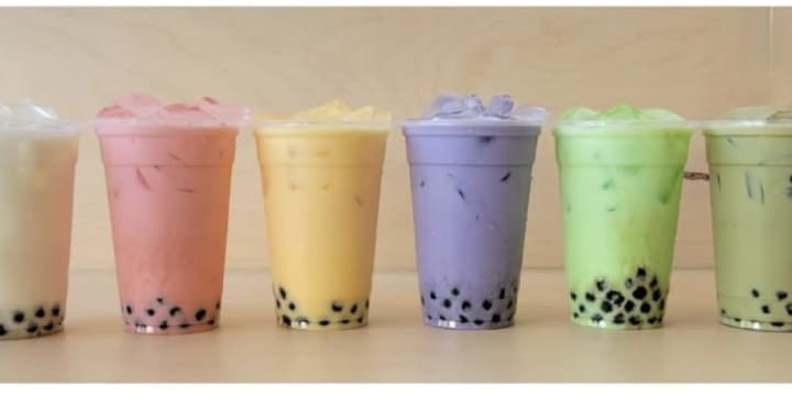 Some of the colorful drinks offered at Pick Up, a new bubble tea shop in Mount Kisco.