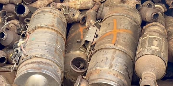 Stolen catalytic converters that were recovered in Nassau County in December 2022.