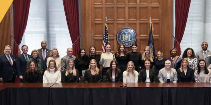 The Pace University women's lacrosse team was honored at the New York State Capitol on Tuesday, Jan. 16.&nbsp;