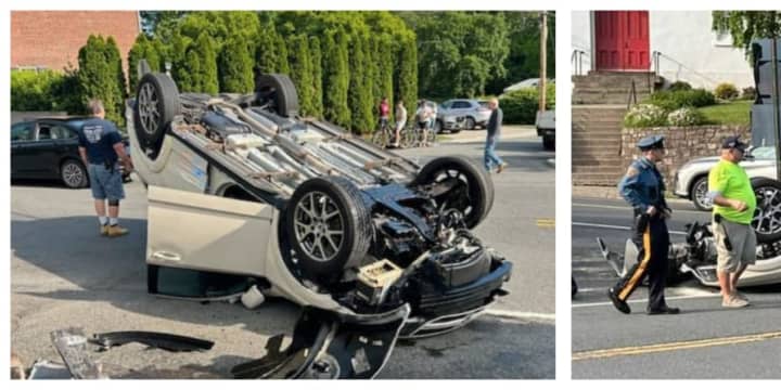 A Dodge driver was taken to a nearby hospital after the vehicle struck a concrete barrier in Hunterdon County and flipped on Thursday, May 25, state police said.