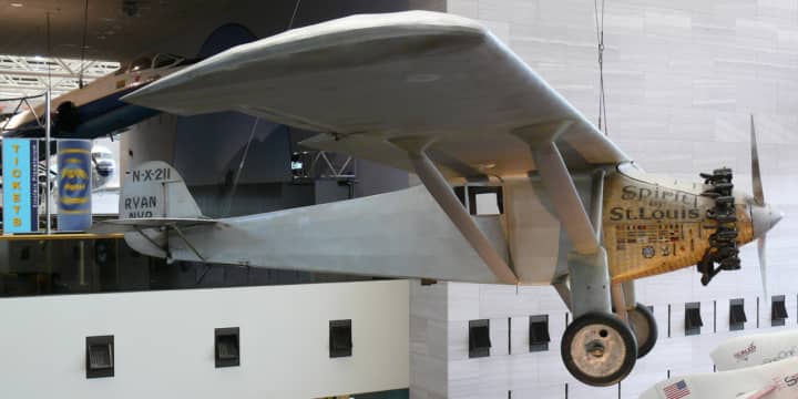 A replica of Charles Lindbergh&#x27;s Spirit of St. Louis at the Old Rhinebeck Aerodrome in Red Hook.