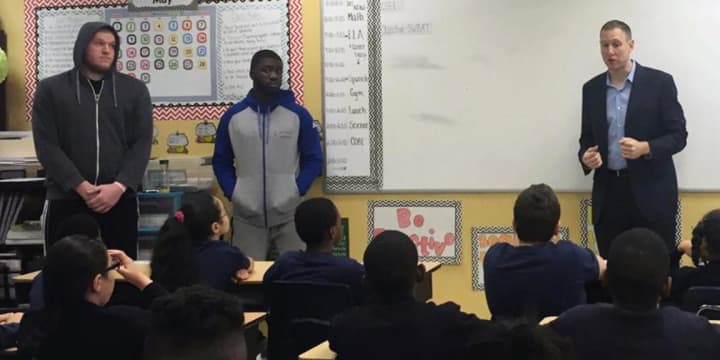 Concordia Clippers basketball team members recently visited with students from the Charter School of Educational Excellence.