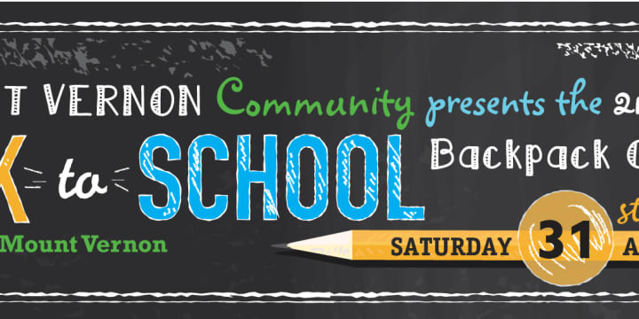 The Mount Vernon Back To School Backpack Giveaway will take place on Saturday. 