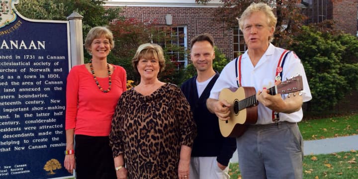 Candidates and performers get together to plan Sunday&#x27;s &quot;Sounds Better Together&quot; concert and dinner. Left to right:  Board of Education candidate Penny Rashin, Town Council candidate Jeanne Rozel, and performers Nick Sadler and John Moses.