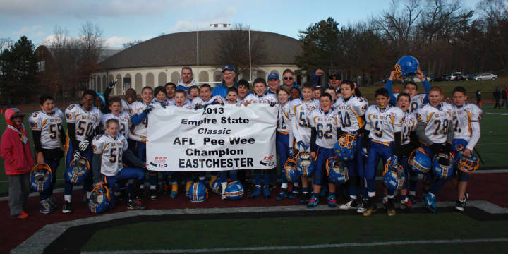 The Eastchester Blue Devils PeeWee team won the Empire State Classic AFL PeeWee championship.