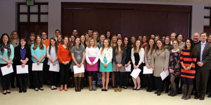 40 Saint Anselm College students including Jolie Poirier of Wilton were indicted into the  Kappa Delta Pi International Honor Society in Education on Dec. 6
