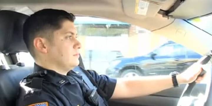 Rookie police officer Pasquale Santucci was one of two Ossining officers whose rescue was captured on a body video camera.
